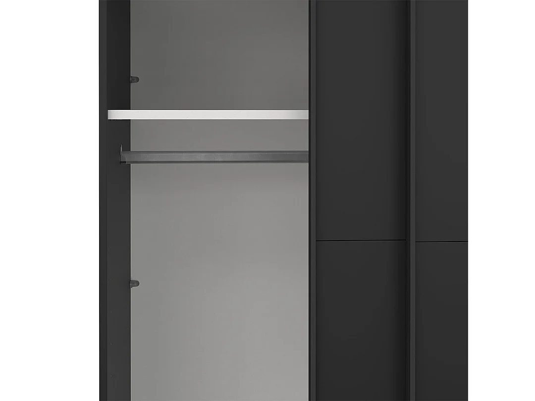 Catania Kleiderschrank 221x119x67cm, 2 Schiebetüren matt schwarz.