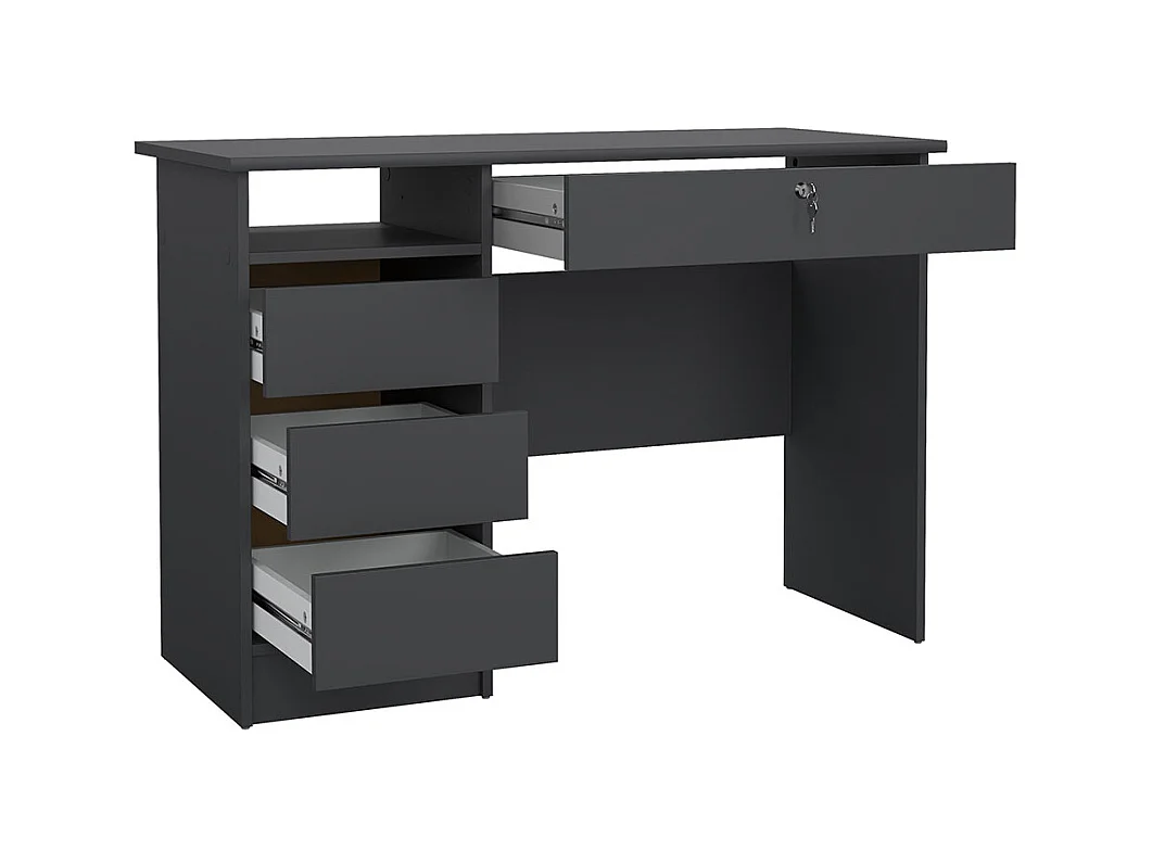 Scrivania FunctionPlus 1 ripiano, 4 cassetti grigio opaco.