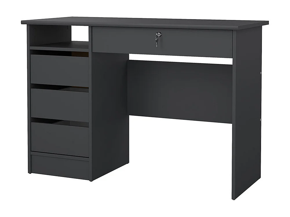 FunctionPlus Schreibtisch 1 Ablage, 4 Schubladen matte grau.