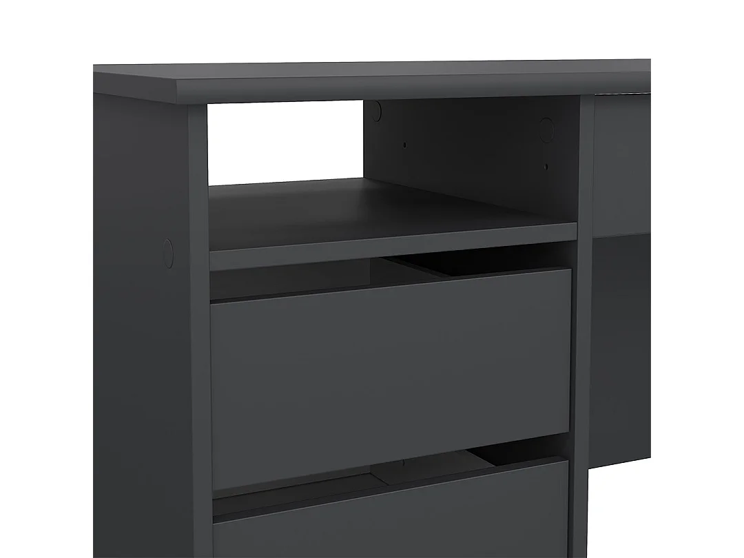 FunctionPlus Schreibtisch 1 Ablage, 4 Schubladen matte grau.