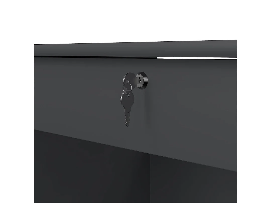 FunctionPlus Schreibtisch 1 Ablage, 4 Schubladen matte grau.