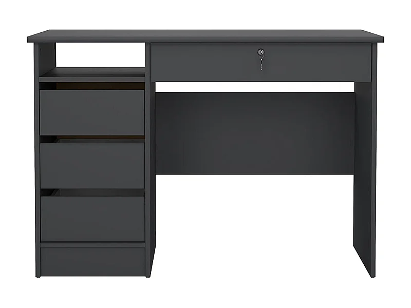 FunctionPlus Schreibtisch 1 Ablage, 4 Schubladen matte grau.