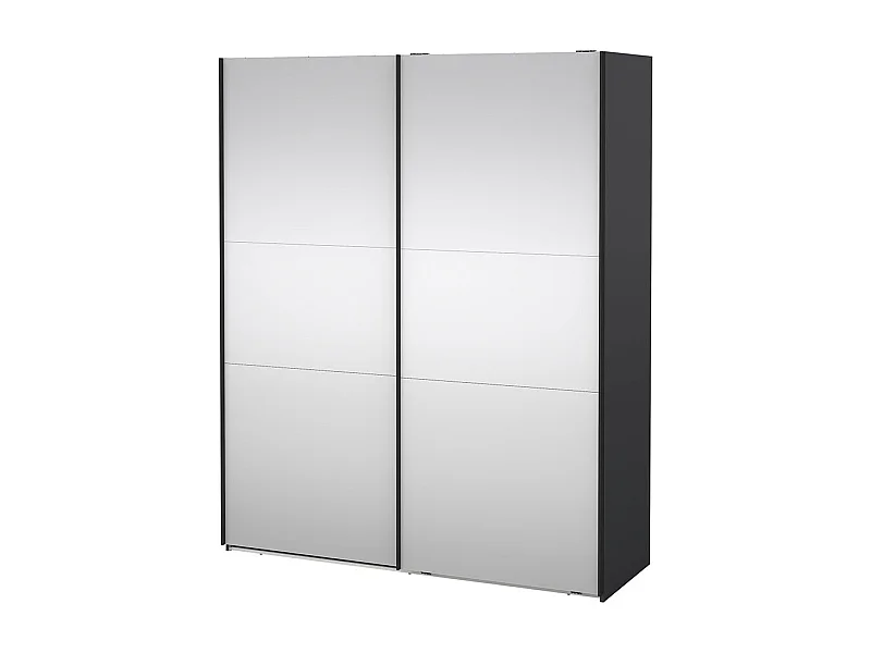 Como armoire coulissante 2 portes avec miroir 180x220cm gris mat.