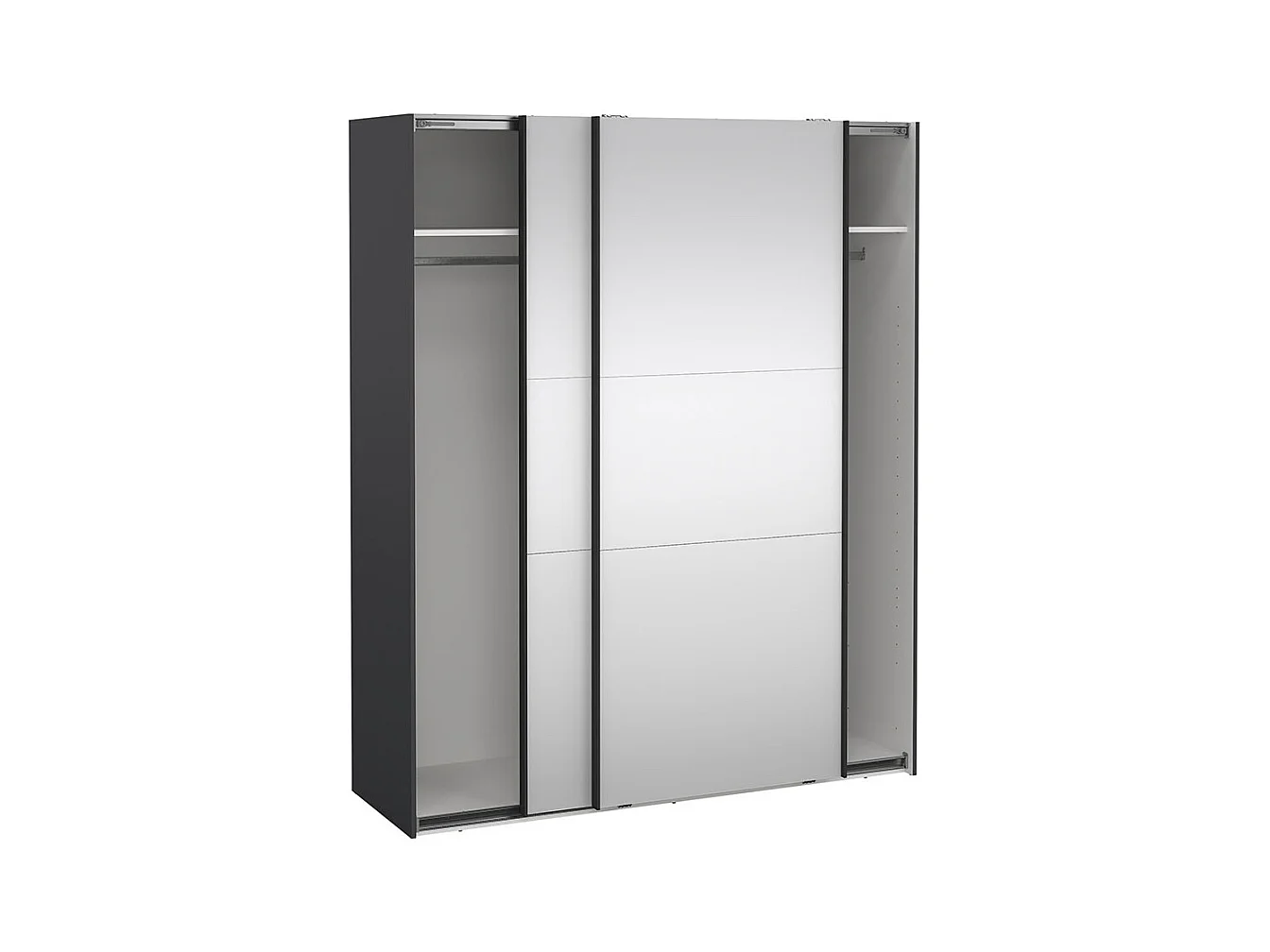 Como armoire coulissante 2 portes avec miroir 180x220cm gris mat.