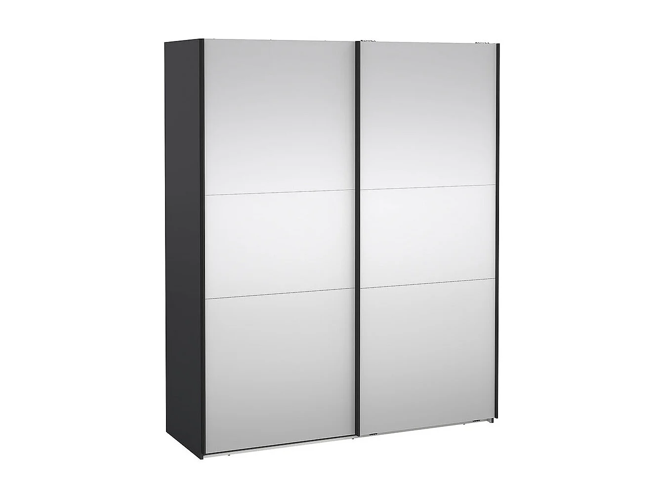 Como armoire coulissante 2 portes avec miroir 180x220cm gris mat.