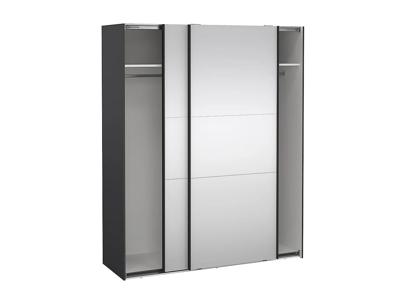 Como armoire coulissante 2 portes avec miroir 180x220cm gris mat.