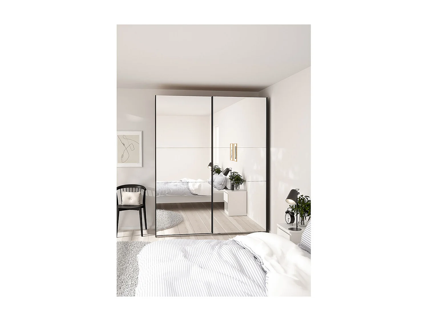 Como armoire coulissante 2 portes avec miroir 180x220cm gris mat.