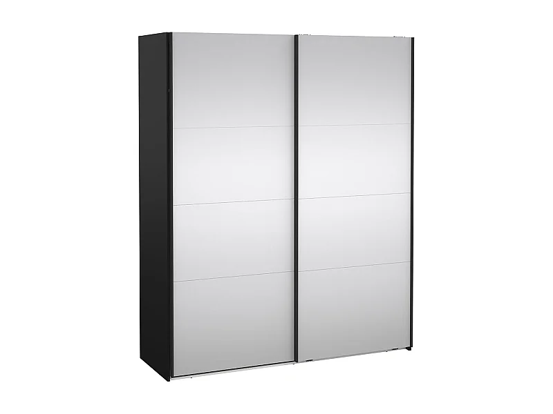 Catania armoire coulissante 2 portes avec miroir 180x220cm noir mat.