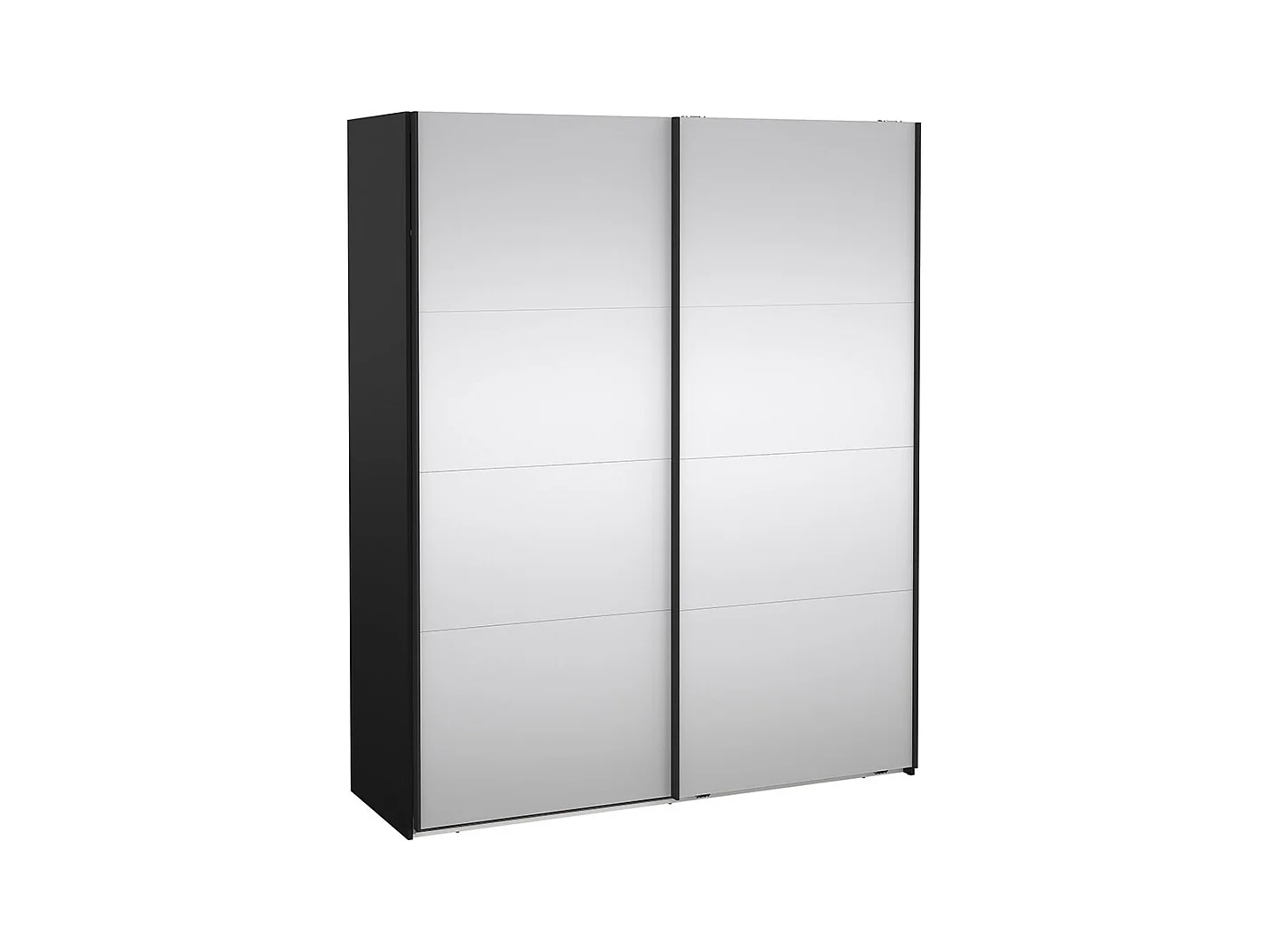 Catania armoire coulissante 2 portes avec miroir 180x220cm noir mat.