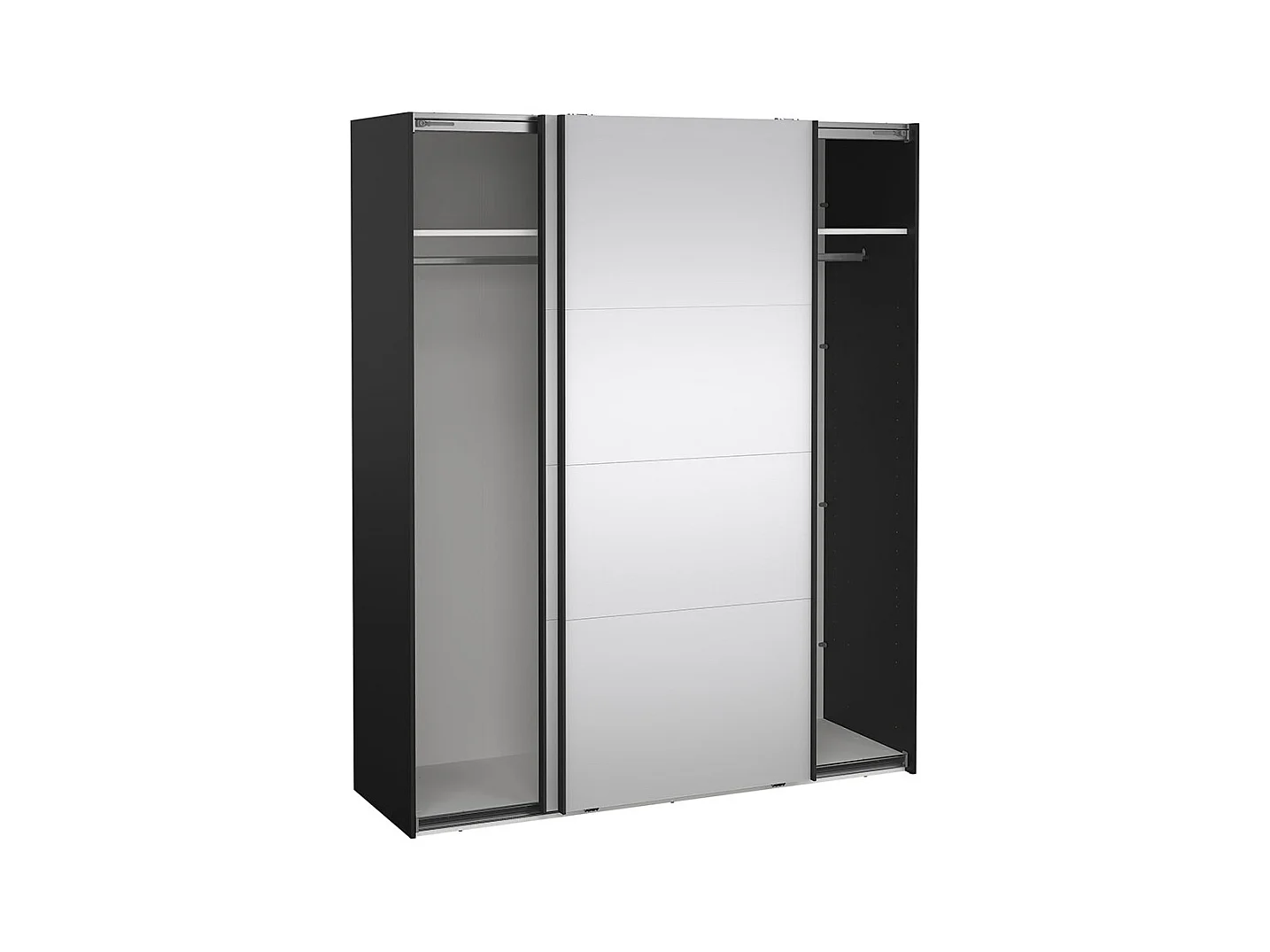 Catania armoire coulissante 2 portes avec miroir 180x220cm noir mat.