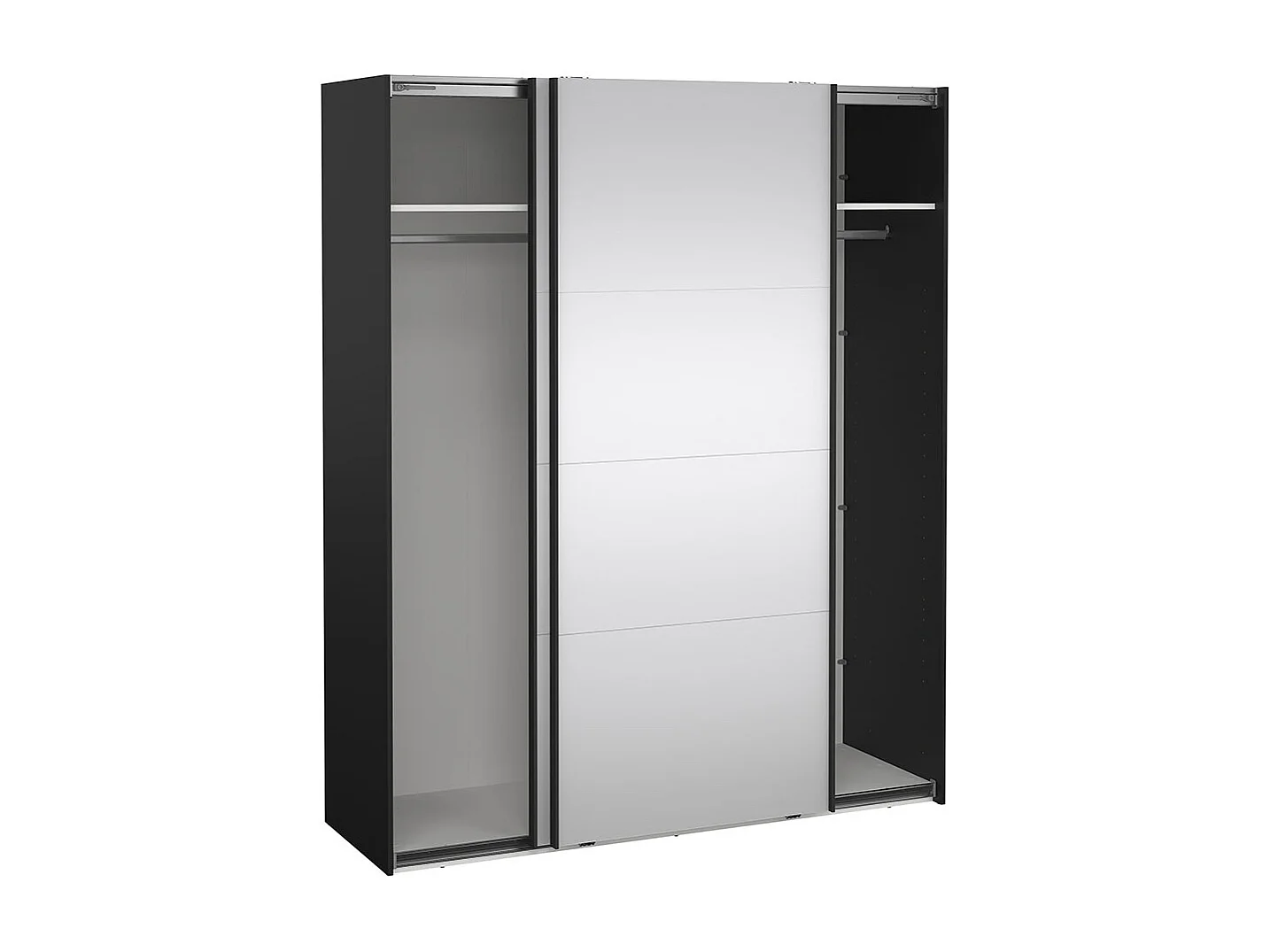 Catania armoire coulissante 2 portes avec miroir 180x220cm noir mat.