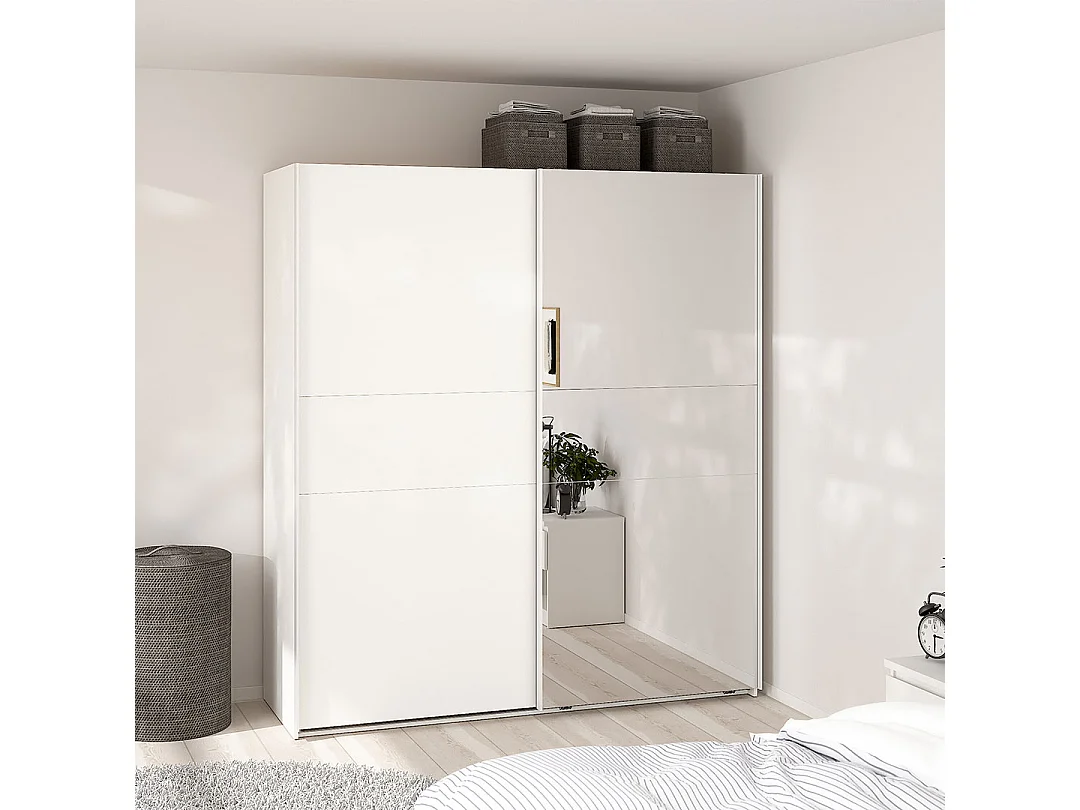 Como armoire coulissante 2 portes 180x200cm blanc.