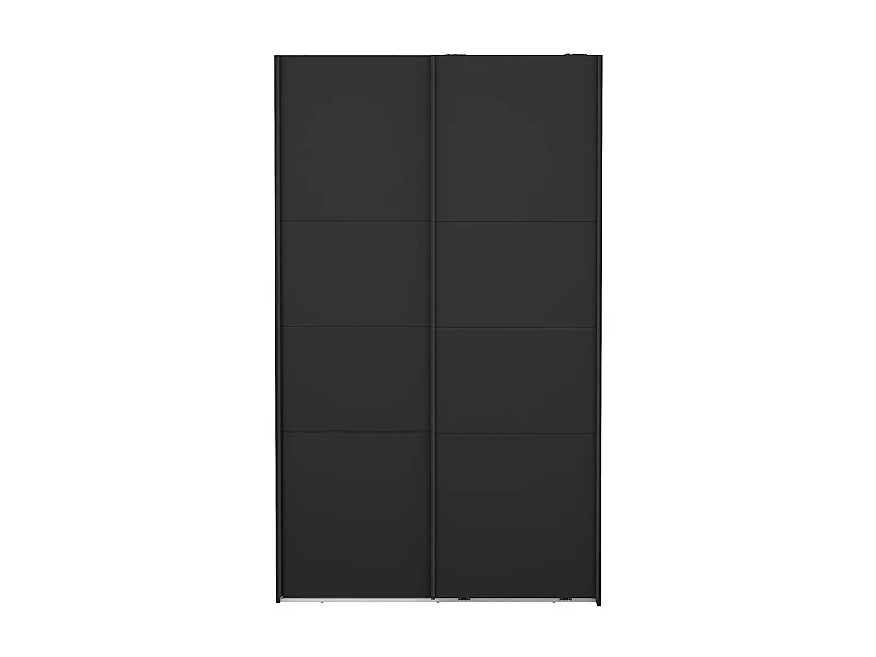 Catania Kleiderschrank 201x119x65cm, 2 Schiebetüren matt schwarz.