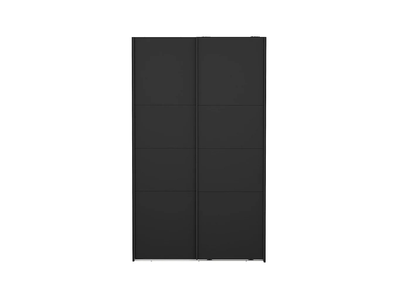 Catania Kleiderschrank 201x119x65cm, 2 Schiebetüren matt schwarz.