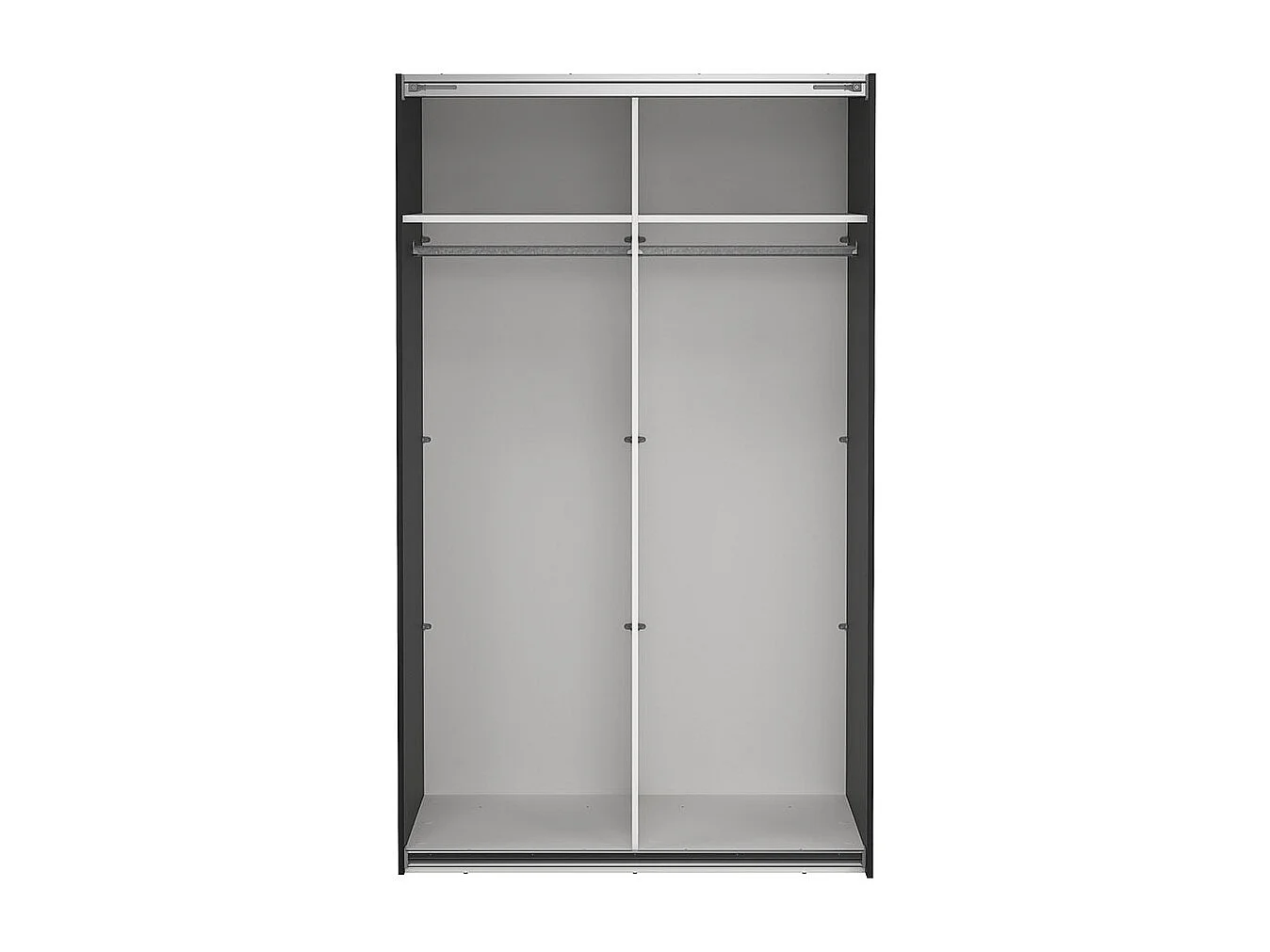 Catania Kleiderschrank 201x119x65cm, 2 Schiebetüren matt schwarz.