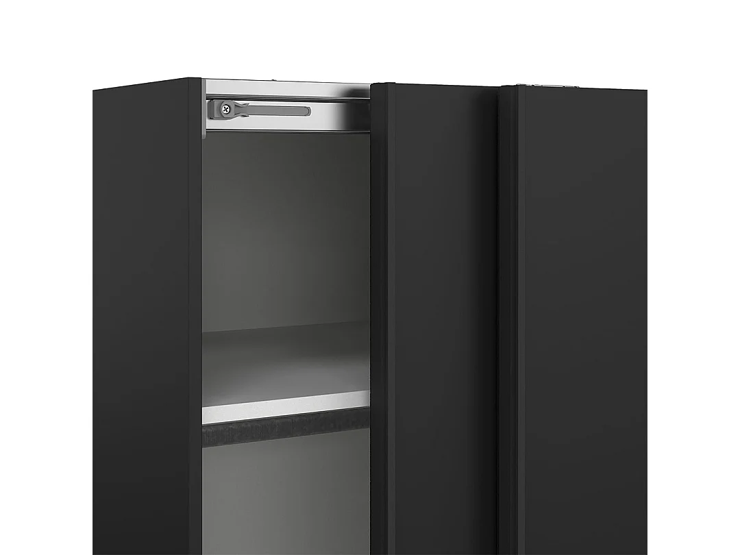 Catania Kleiderschrank 201x119x65cm, 2 Schiebetüren matt schwarz.