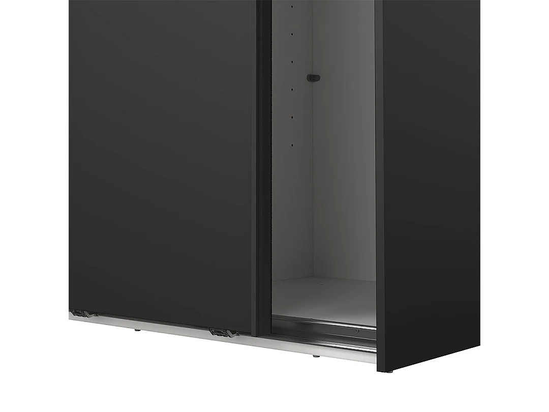 Catania Kleiderschrank 201x119x65cm, 2 Schiebetüren matt schwarz.