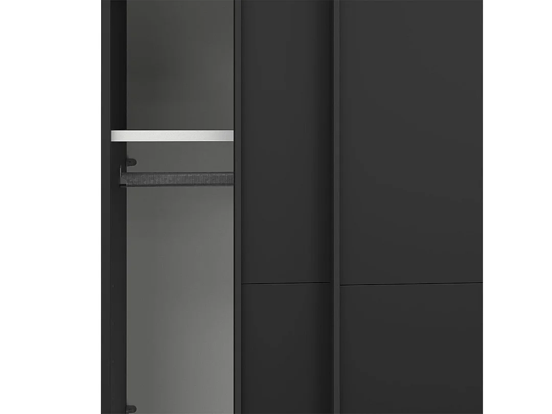 Catania Kleiderschrank 201x119x65cm, 2 Schiebetüren matt schwarz.