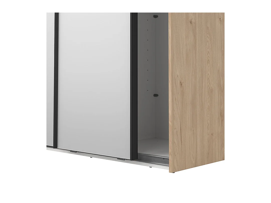 Como armoire coulissante 2 portes avec miroir 120x220cm chêne décor.
