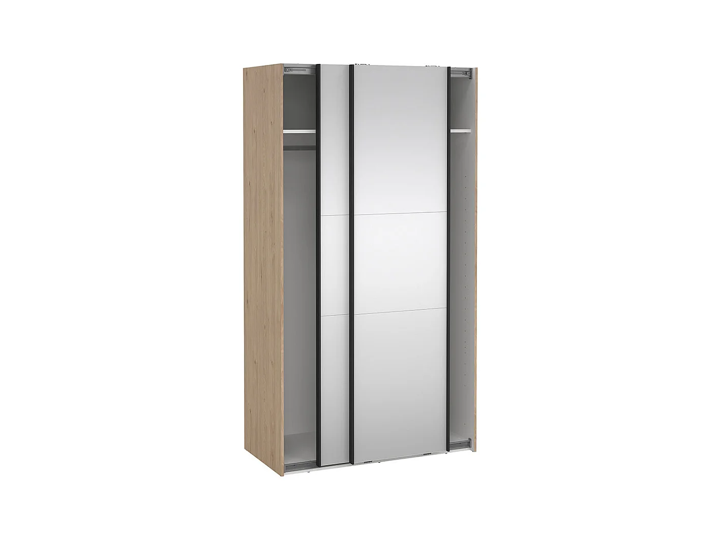 Como armoire coulissante 2 portes avec miroir 120x220cm chêne décor.