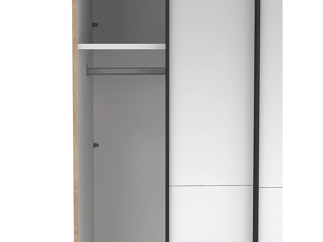 Como armoire coulissante 2 portes avec miroir 120x220cm chêne décor.