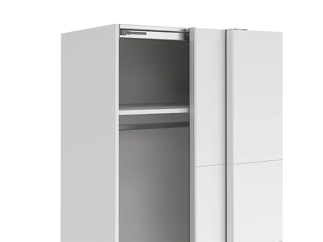 Catania Kleiderschrank 201x179x67cm, 2 Schiebetüren weiß.