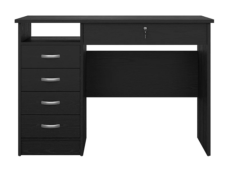 FunctionPlus Schreibtisch 5 Schubladen, 1 Ablage schwarze Asche-Dekor.