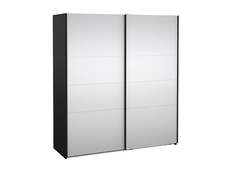 Catania armoire coulissante 2 portes avec miroir 180x200cm noir mat.