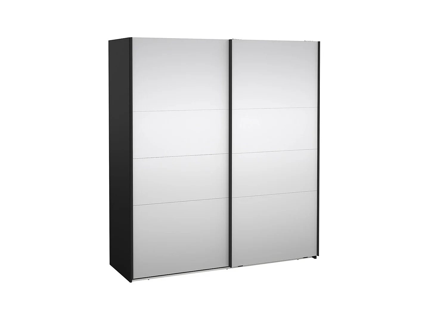 Catania armoire coulissante 2 portes avec miroir 180x200cm noir mat.