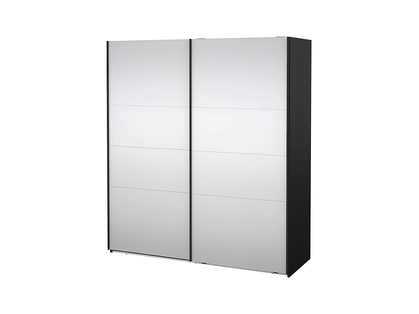 Catania armoire coulissante 2 portes avec miroir 180x200cm noir mat.