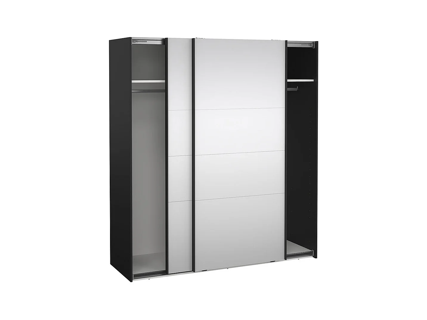 Catania armoire coulissante 2 portes avec miroir 180x200cm noir mat.