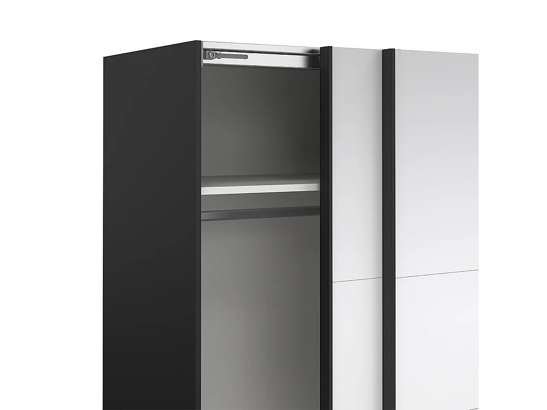 Catania armoire coulissante 2 portes avec miroir 180x200cm noir mat.