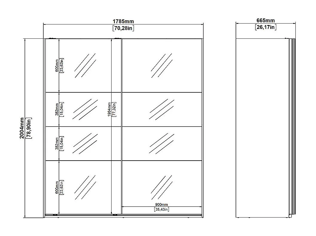 Catania armoire coulissante 2 portes avec miroir 180x200cm noir mat.