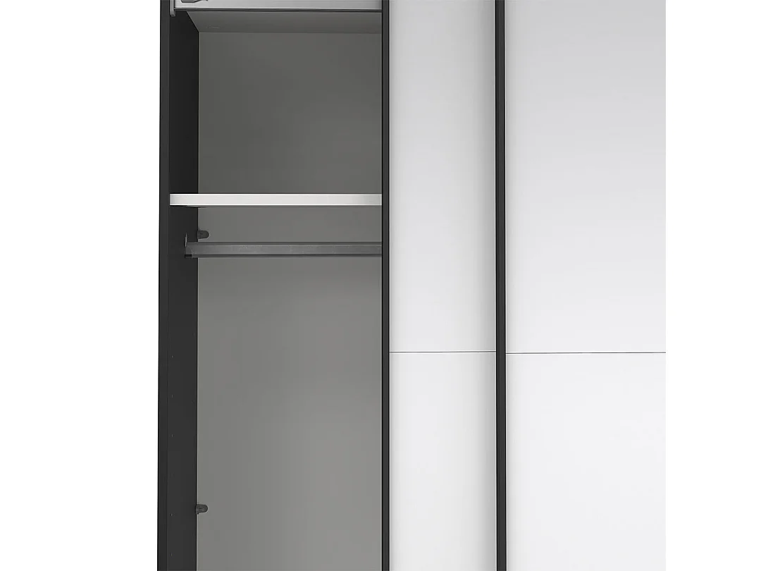 Catania Schiebetürenschrank 2 Türen mit Spiegel 180x200cm matt schwarz.