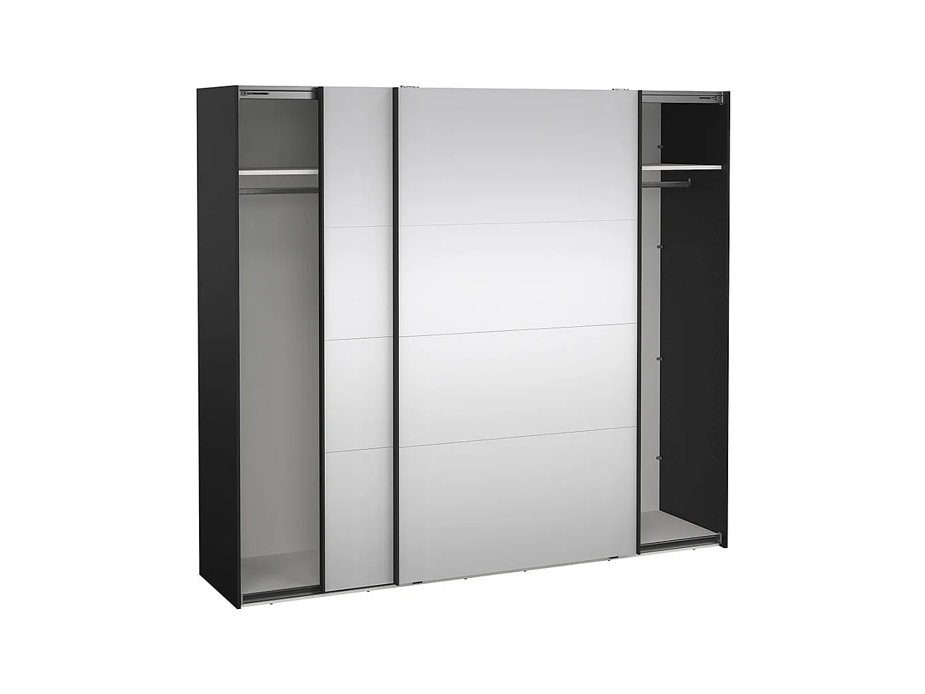 Catania armoire coulissante 2 portes avec miroir 245x220cm noir mat.
