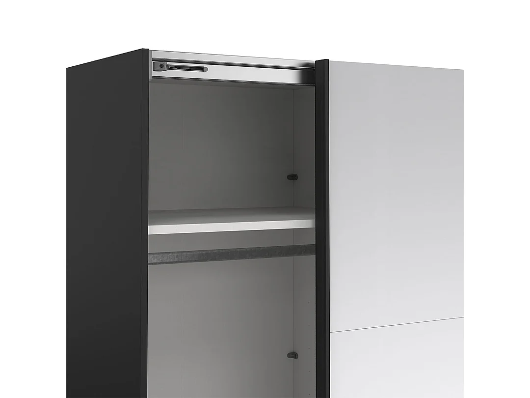 Catania armoire coulissante 2 portes avec miroir 245x220cm noir mat.