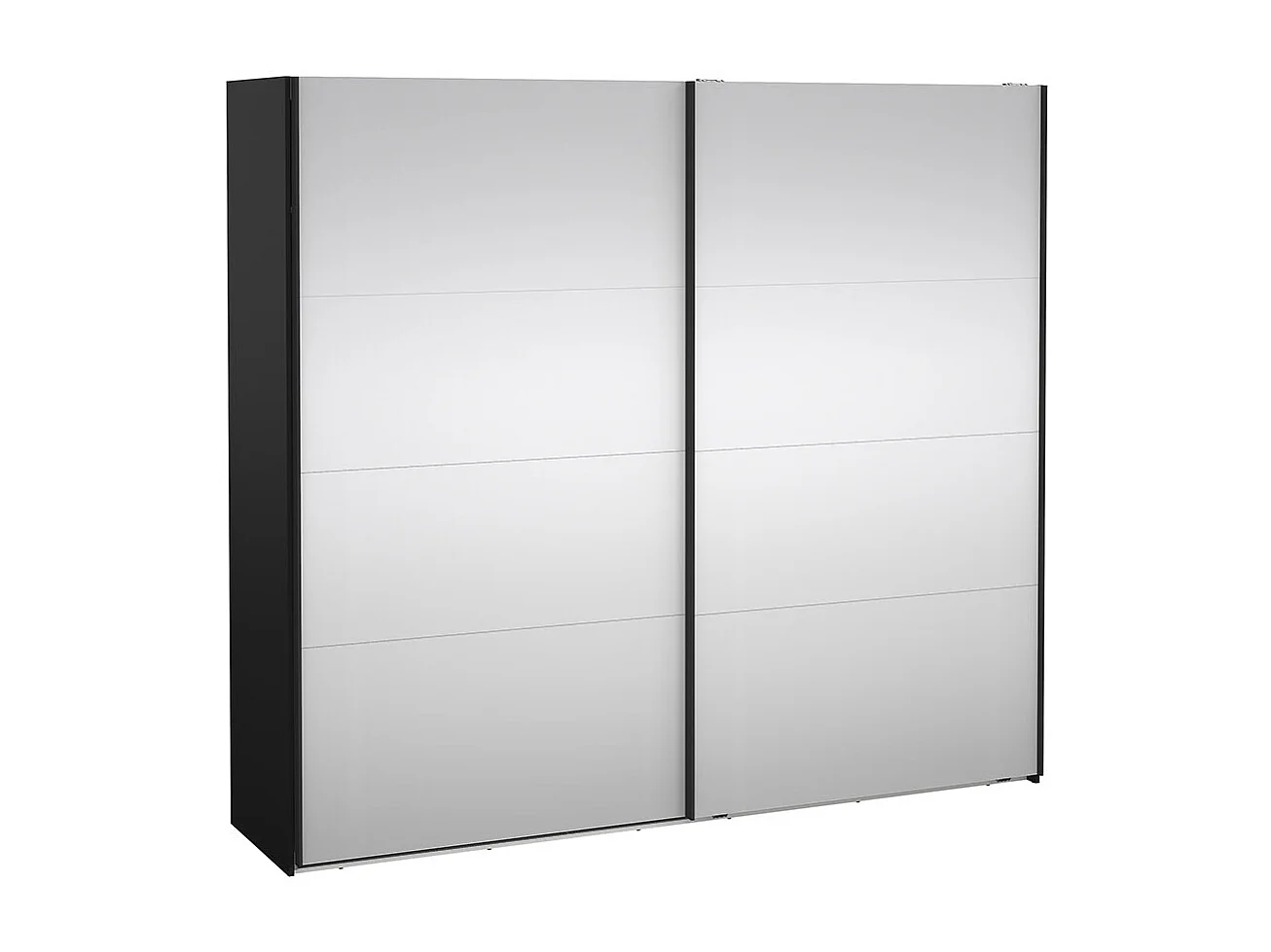 Catania Schiebetürenschrank 2 Türen mit Spiegel 245x220cm matt schwarz.