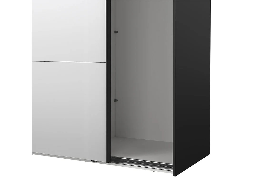 Catania Schiebetürenschrank 2 Türen mit Spiegel 245x220cm matt schwarz.