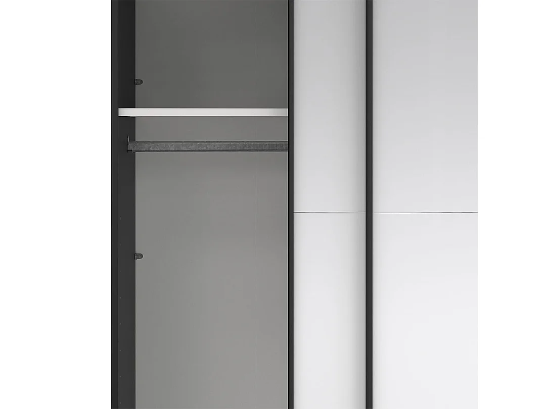 Catania Schiebetürenschrank 2 Türen mit Spiegel 245x220cm matt schwarz.