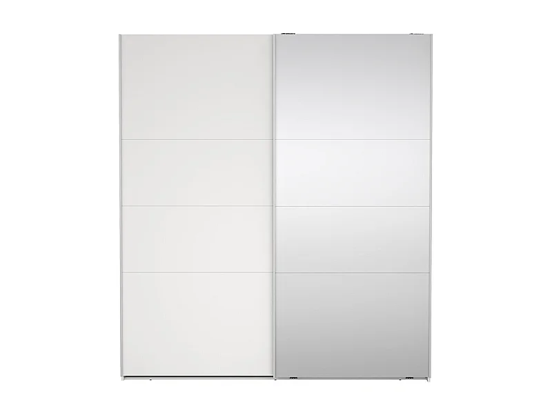 Catania Kleiderschrank 201x179x67cm, 1 Schiebetür, 1 Schiebetür mit Spiegel weiß.