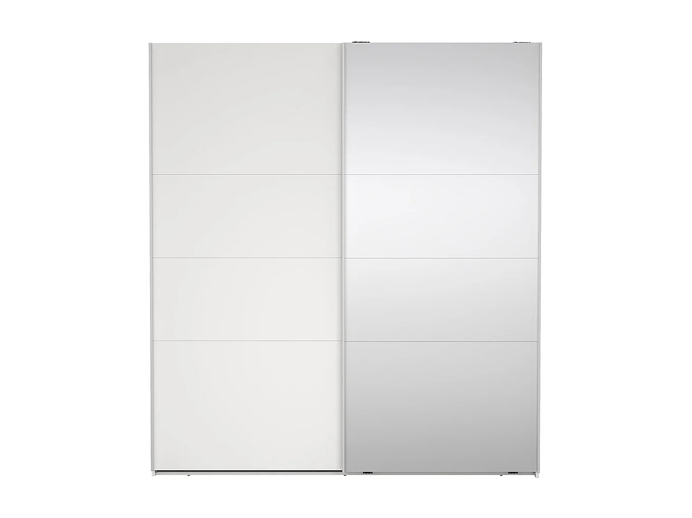 Catania Kleiderschrank 201x179x67cm, 1 Schiebetür, 1 Schiebetür mit Spiegel weiß.