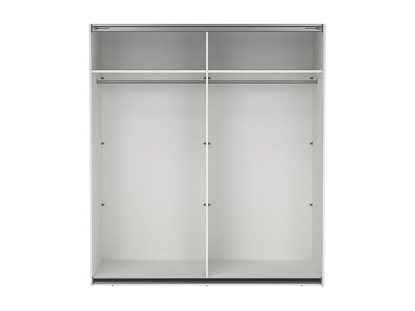Catania Kleiderschrank 201x179x67cm, 1 Schiebetür, 1 Schiebetür mit Spiegel weiß.
