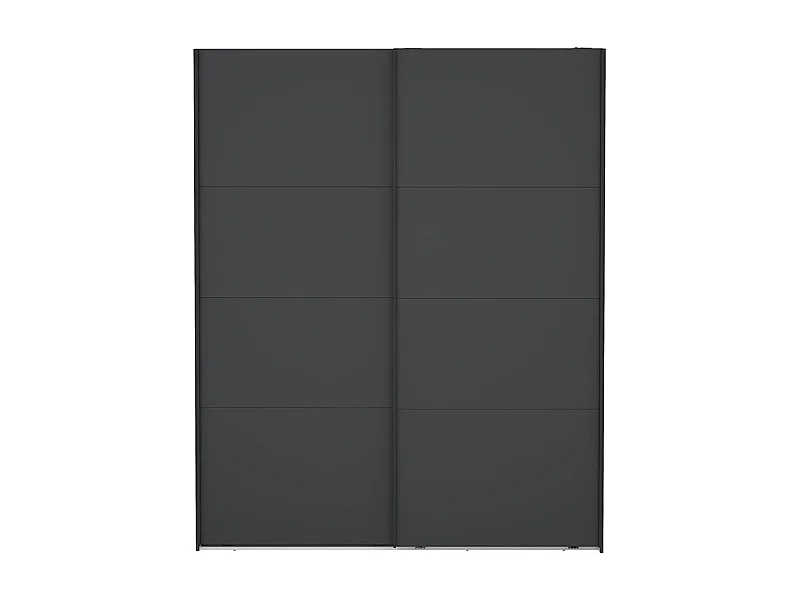 Catania Kleiderschrank 221x179x65cm, 2 Schiebetüren matt schwarz.