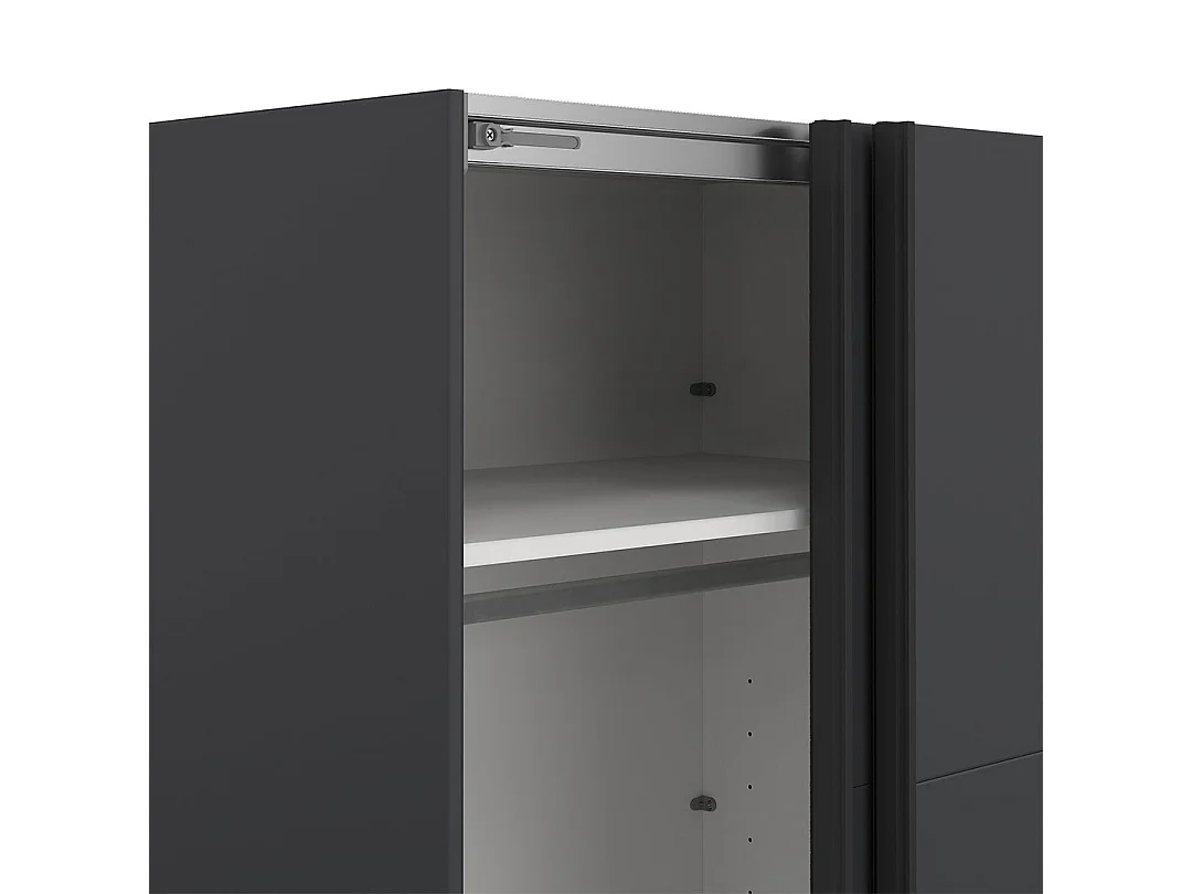 Catania Kleiderschrank 221x179x65cm, 2 Schiebetüren matt schwarz.