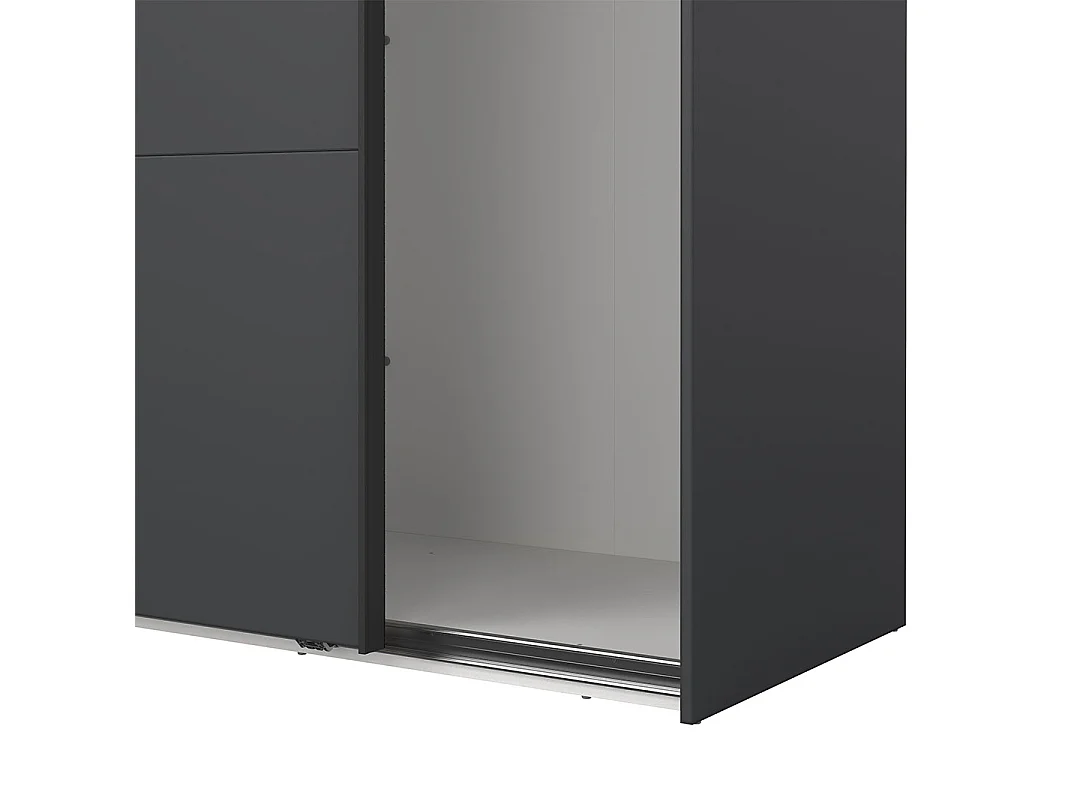 Catania Kleiderschrank 221x179x65cm, 2 Schiebetüren matt schwarz.