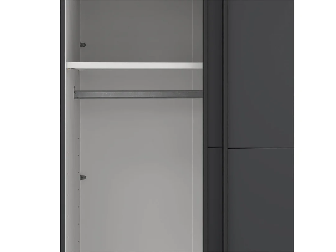 Catania Kleiderschrank 221x179x65cm, 2 Schiebetüren matt schwarz.