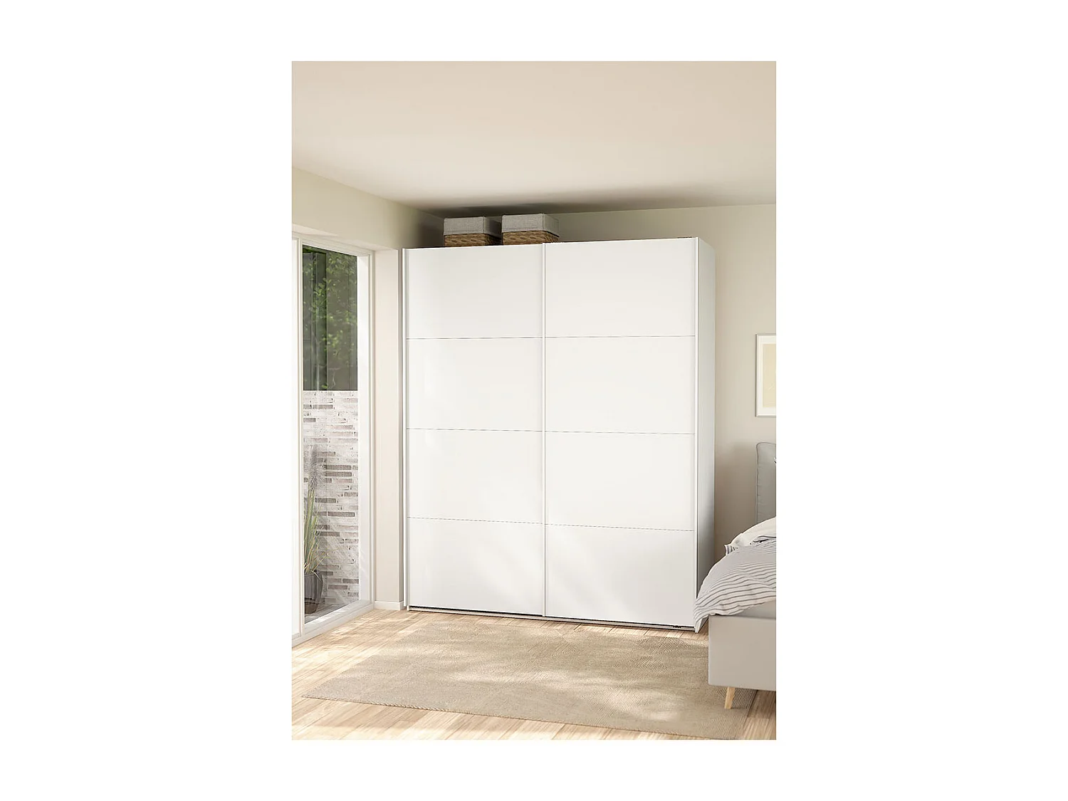 Bergamo schuifdeurkast 2 deuren 180x220cm wit.