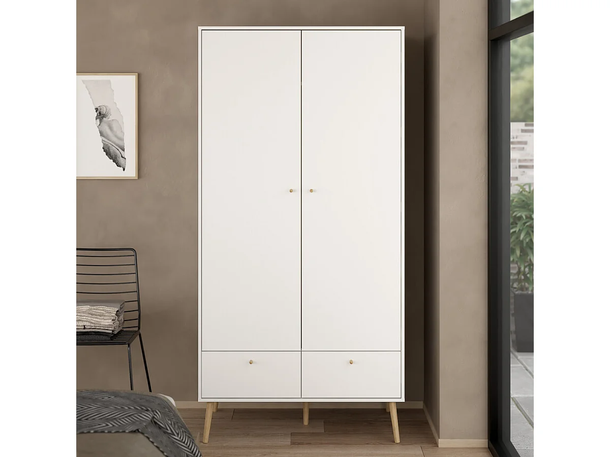 Armoire 2 portes et 2 tiroirs avec pieds en bois H200,1 cm - TARP