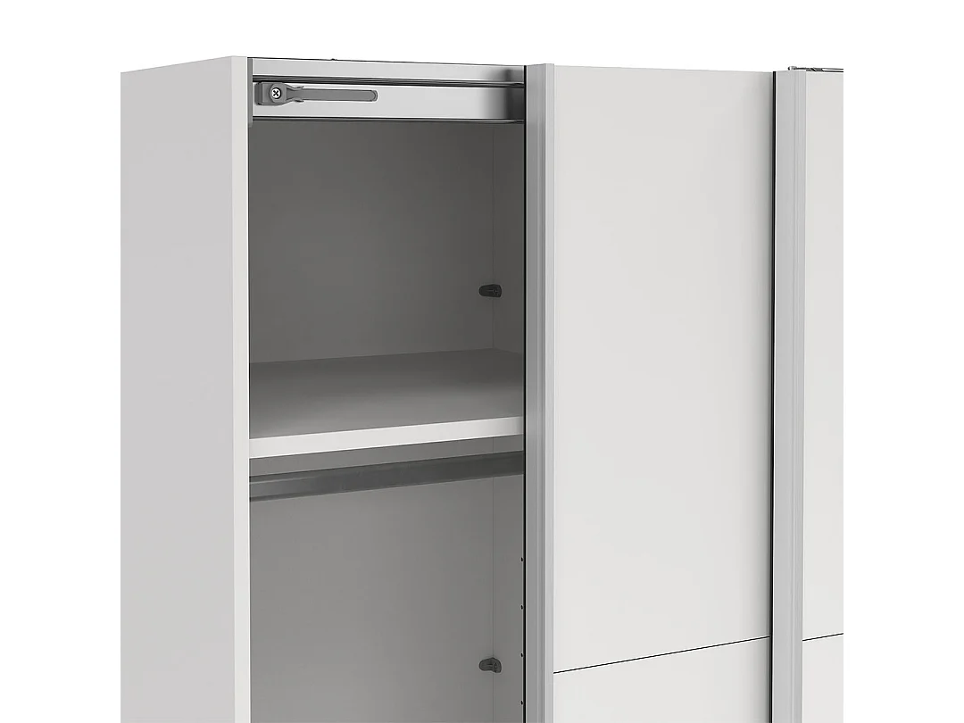 Catania Kleiderschrank 221x119x67cm, 2 Schiebetüren weiß.