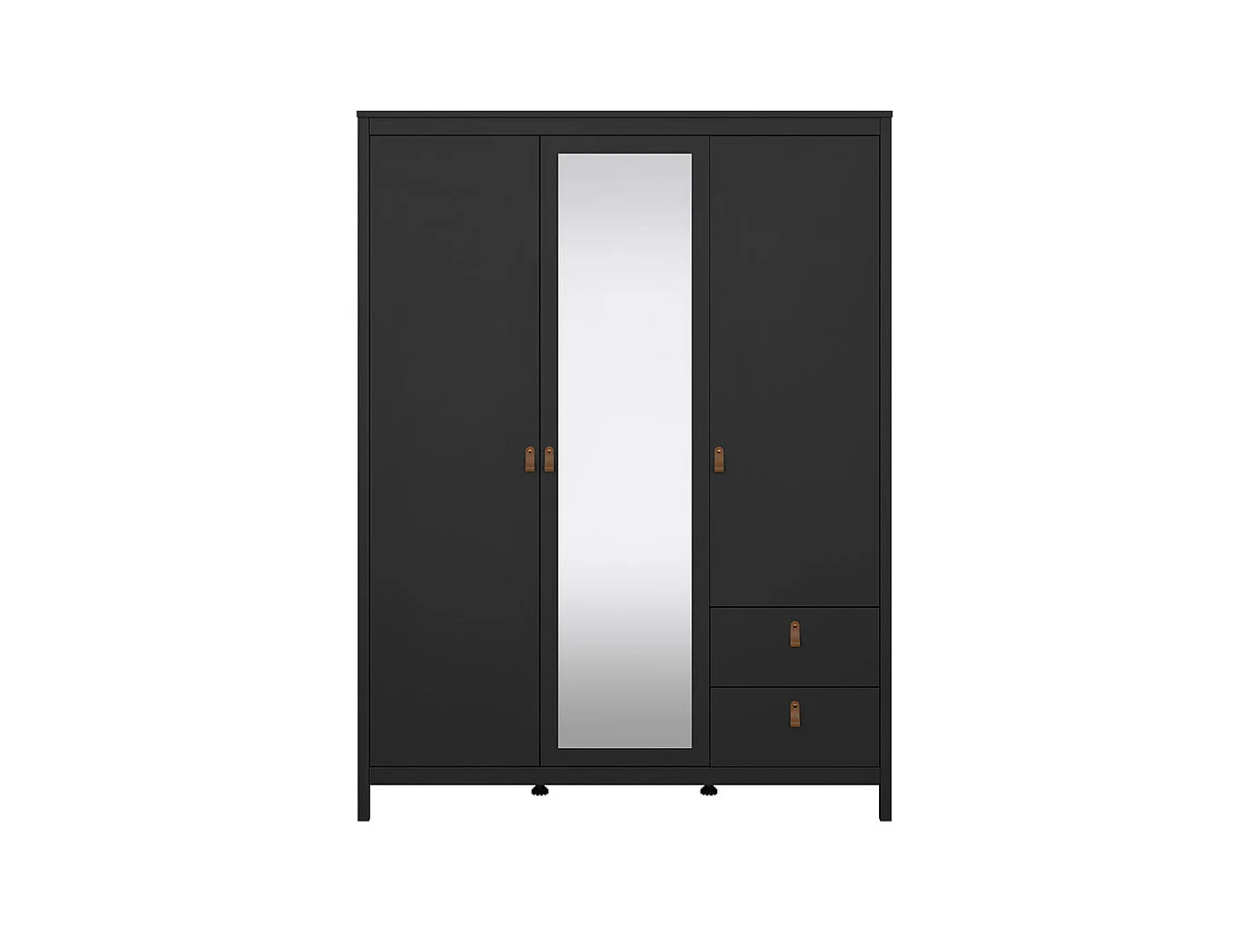 Madrid Kleiderschrank 199x150x59cm, 2 Türen, 1 Spiegeltür, 2 Schubladen matt schwarz.